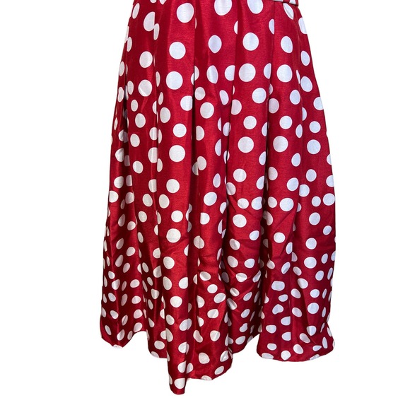 Jessica Howard Red Polka Dot Dress 10 Sleeveless Belted Pleated Fit & Flare - Picture 5 of 8